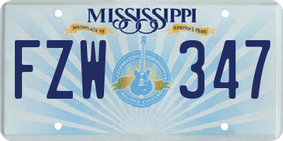 MS license plate FZW347