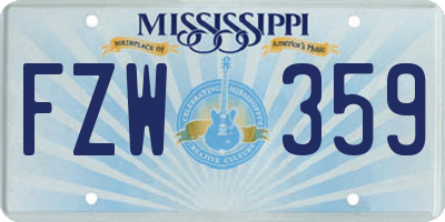 MS license plate FZW359
