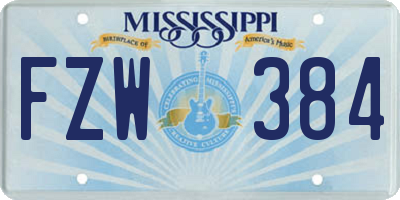 MS license plate FZW384