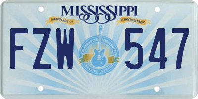 MS license plate FZW547