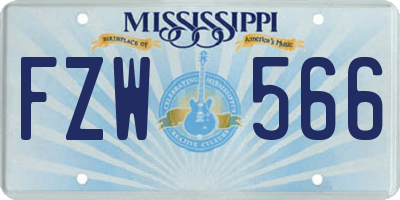 MS license plate FZW566
