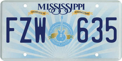 MS license plate FZW635
