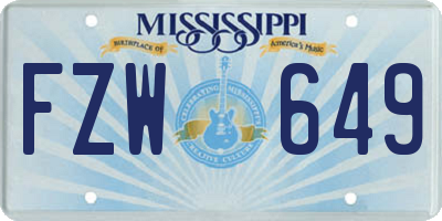 MS license plate FZW649