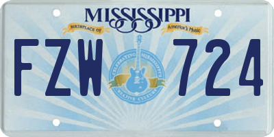 MS license plate FZW724