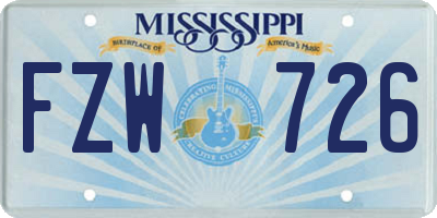 MS license plate FZW726