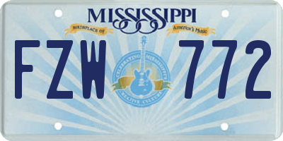 MS license plate FZW772