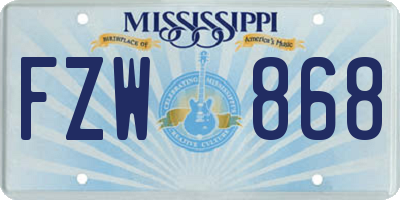 MS license plate FZW868