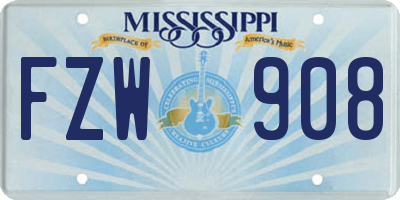 MS license plate FZW908