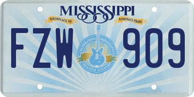 MS license plate FZW909