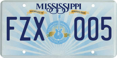 MS license plate FZX005