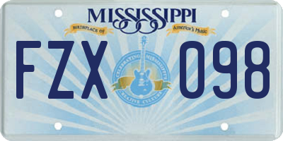 MS license plate FZX098