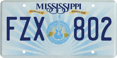 MS license plate FZX802
