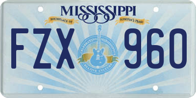 MS license plate FZX960