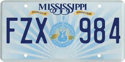 MS license plate FZX984