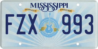 MS license plate FZX993