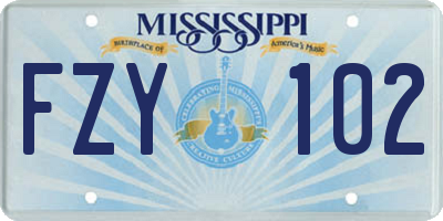 MS license plate FZY102