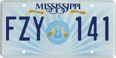 MS license plate FZY141
