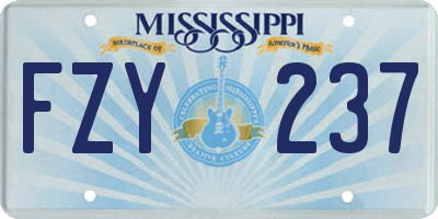 MS license plate FZY237