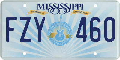 MS license plate FZY460
