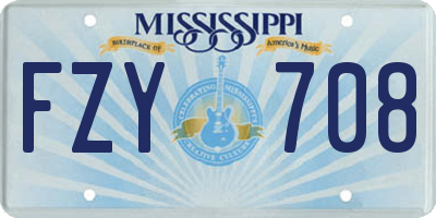 MS license plate FZY708
