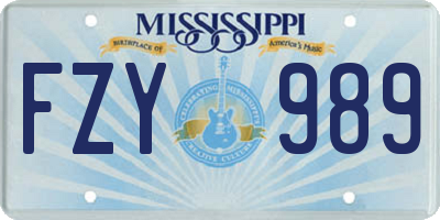 MS license plate FZY989