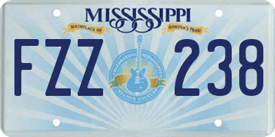 MS license plate FZZ238