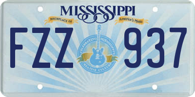 MS license plate FZZ937