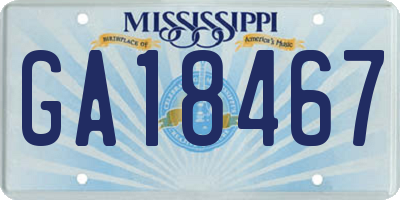 MS license plate GA18467