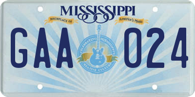 MS license plate GAA024