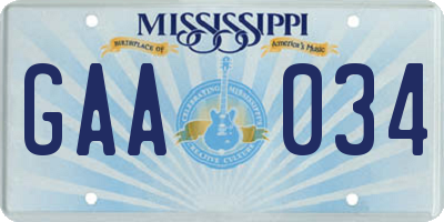 MS license plate GAA034