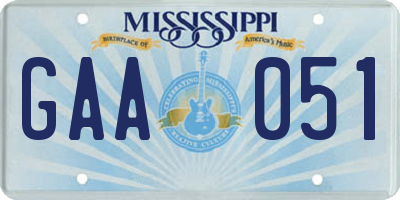 MS license plate GAA051