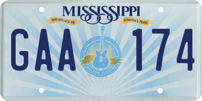 MS license plate GAA174
