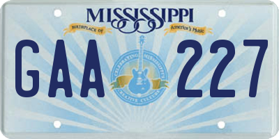 MS license plate GAA227