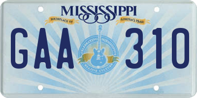 MS license plate GAA310