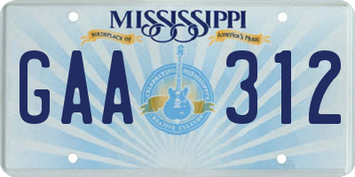MS license plate GAA312