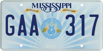 MS license plate GAA317