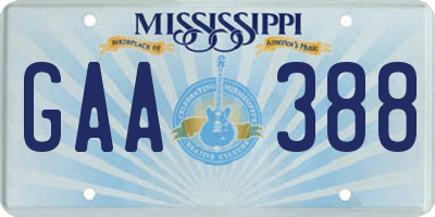 MS license plate GAA388