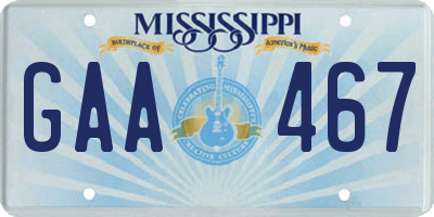MS license plate GAA467
