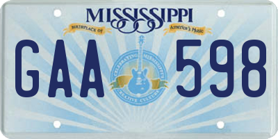 MS license plate GAA598
