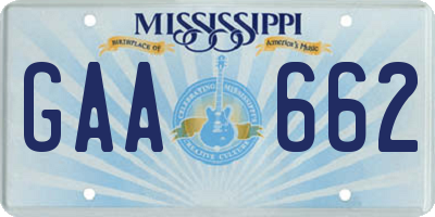 MS license plate GAA662