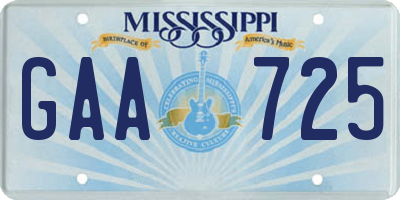 MS license plate GAA725