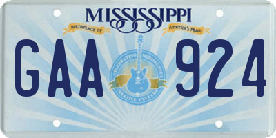 MS license plate GAA924