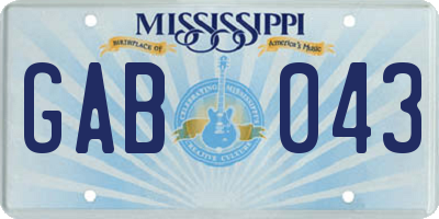MS license plate GAB043