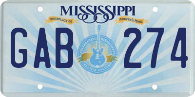 MS license plate GAB274