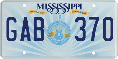 MS license plate GAB370