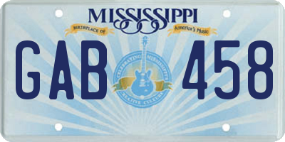 MS license plate GAB458
