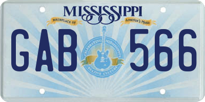 MS license plate GAB566