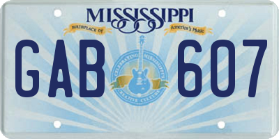 MS license plate GAB607