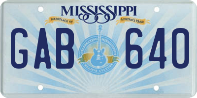 MS license plate GAB640