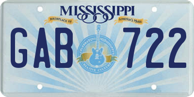 MS license plate GAB722